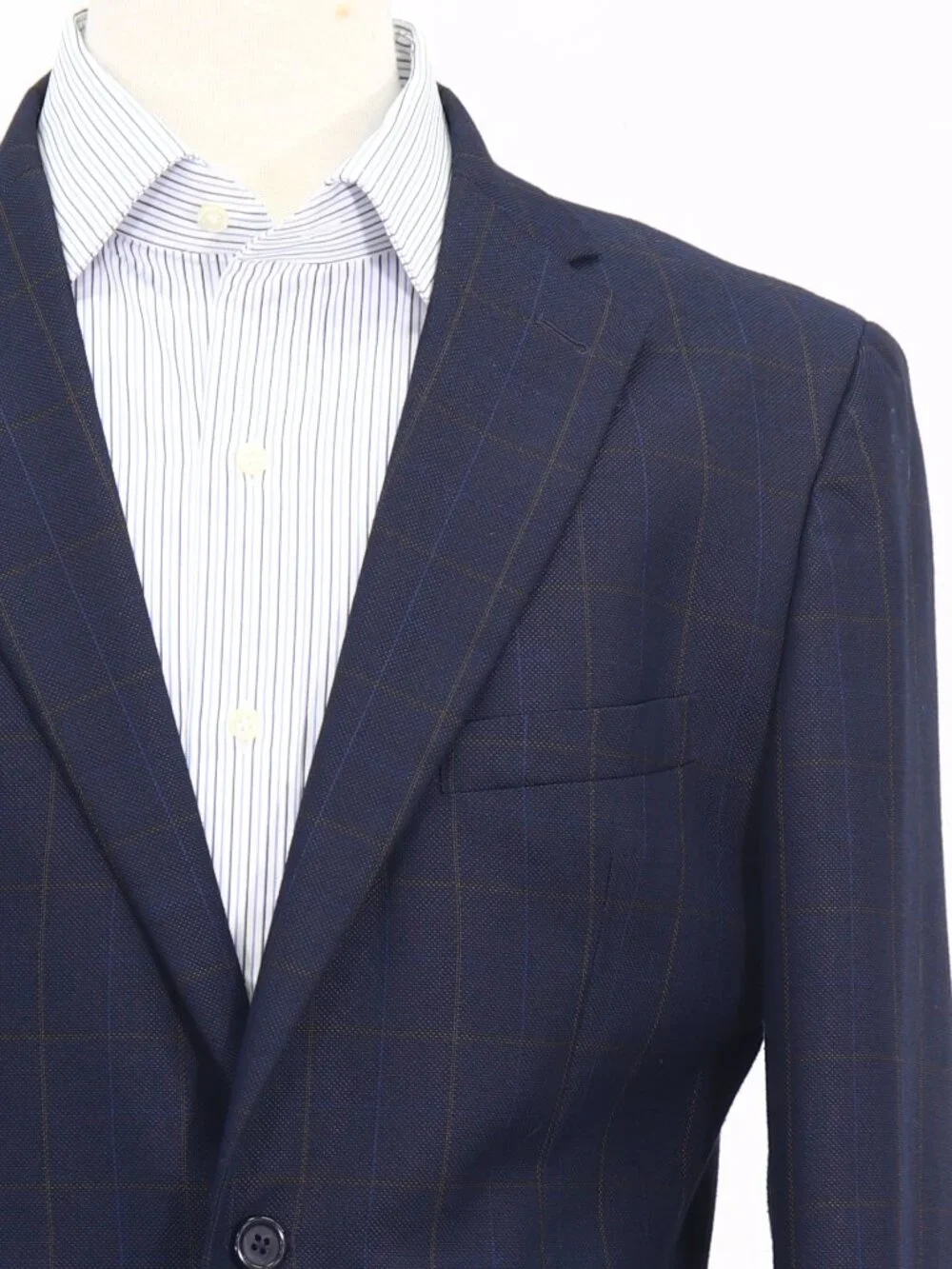 Marco Viali 42R Navy Blazer Sport Coat Jacket 2-Button Check W852